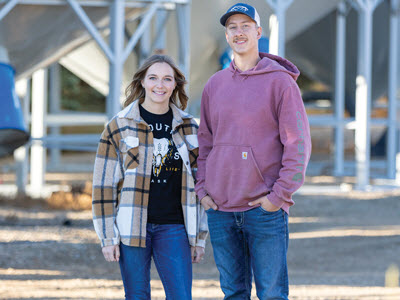 two young farmers standing on farm