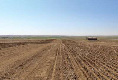 panoramic view of prairie farm field